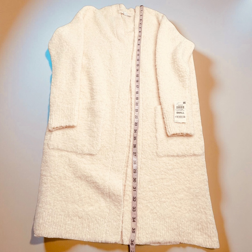Bohemian  Boucle long, open-front duster cardigan, in PASTEL ROSE TAN size S - Picture 12 of 13